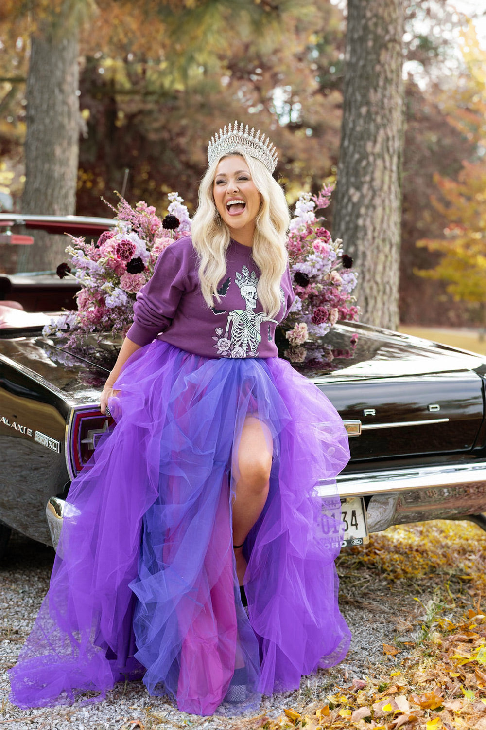 Queen of Halloween Sweatshirt in Plum
