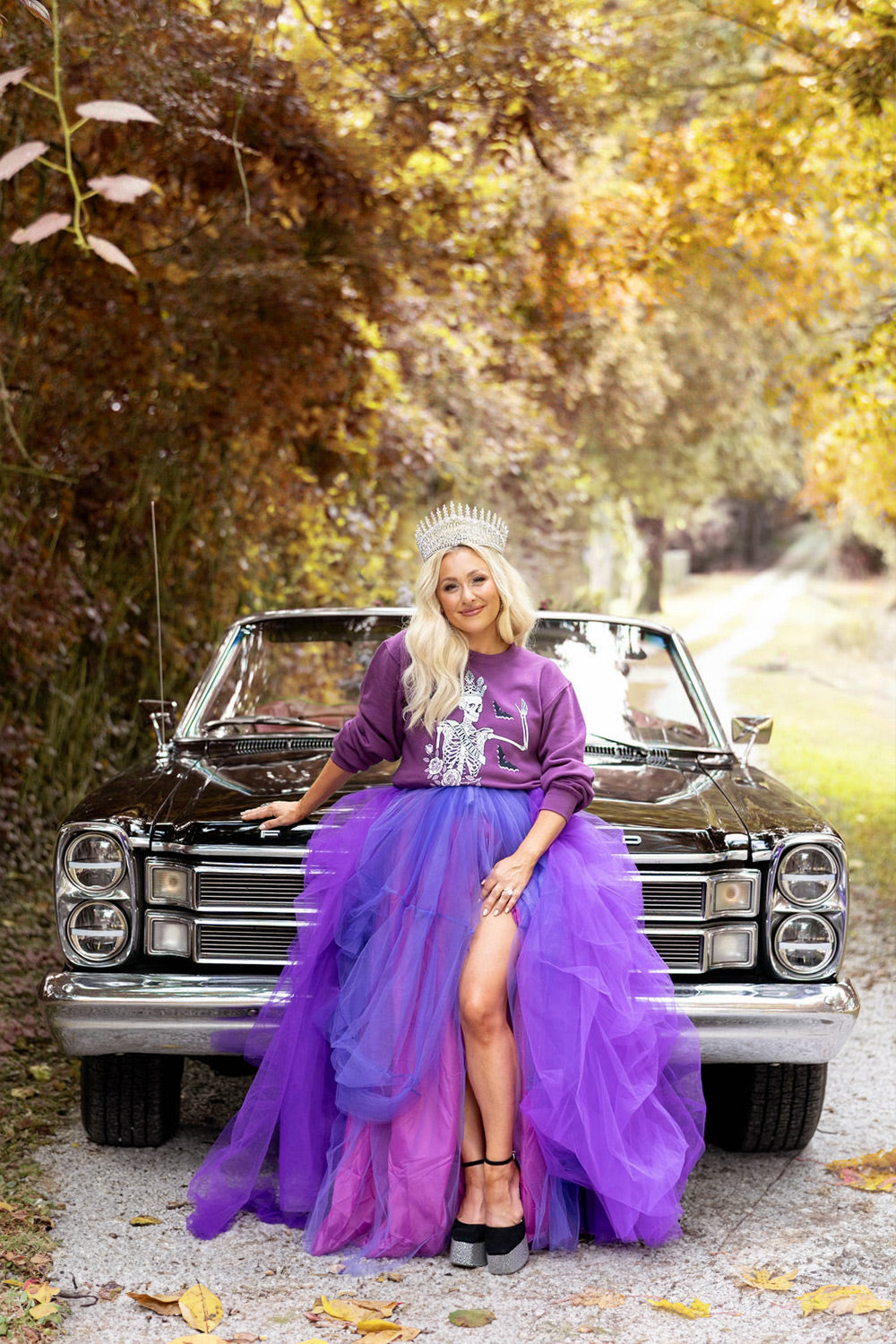 Queen of Halloween Sweatshirt in Plum