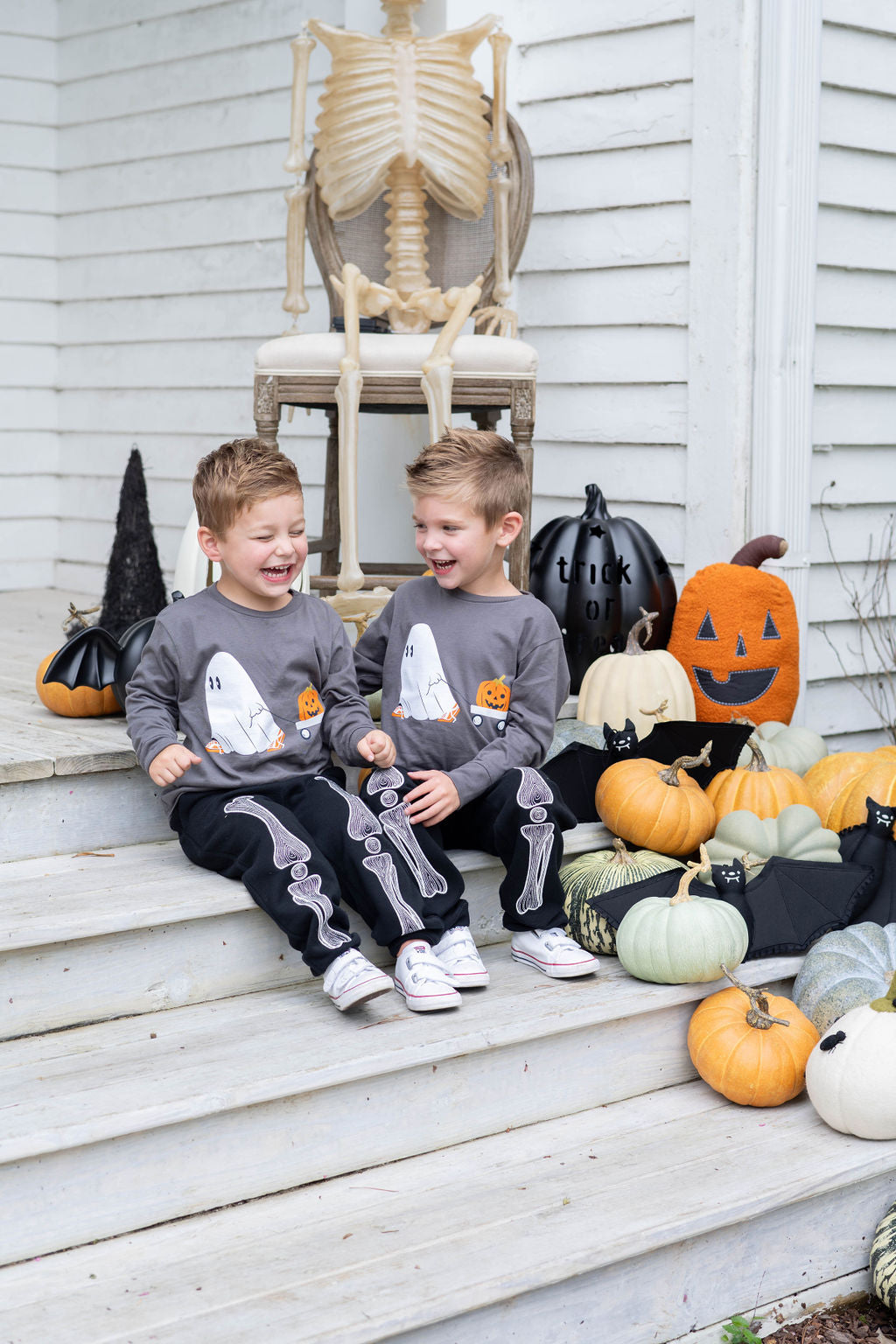 Kid's Glow-in-the-Dark Ghost Tee in Charcoal
