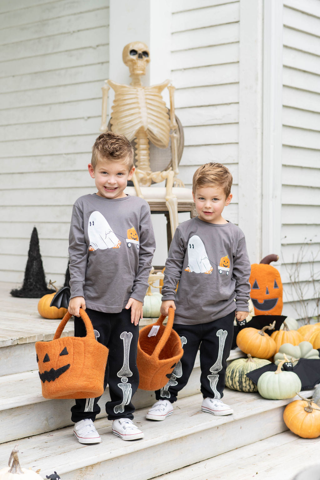 Kid's Glow-in-the-Dark Ghost Tee in Charcoal