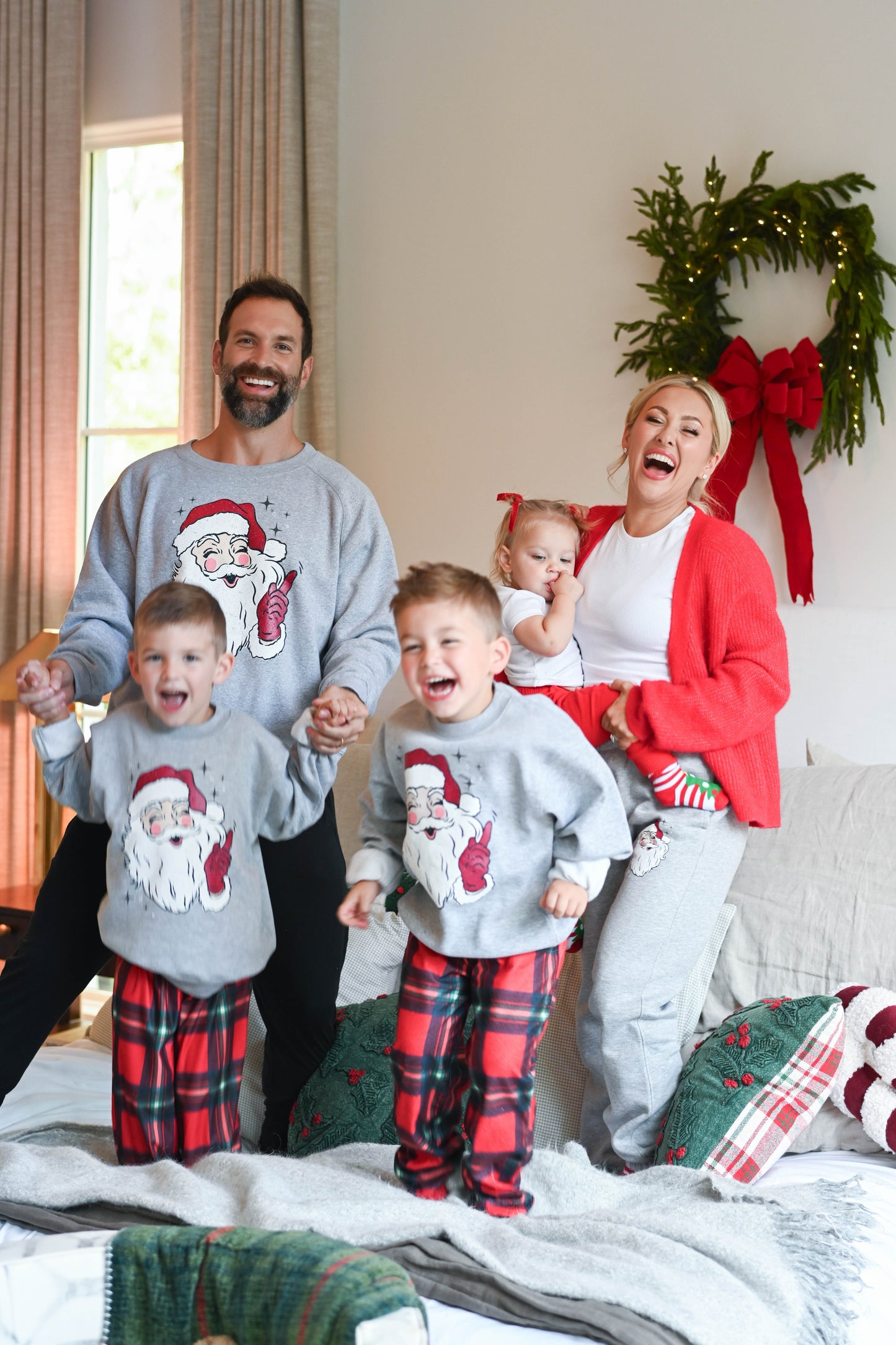Kid's Classic Santa Sweatshirt in Heather Grey