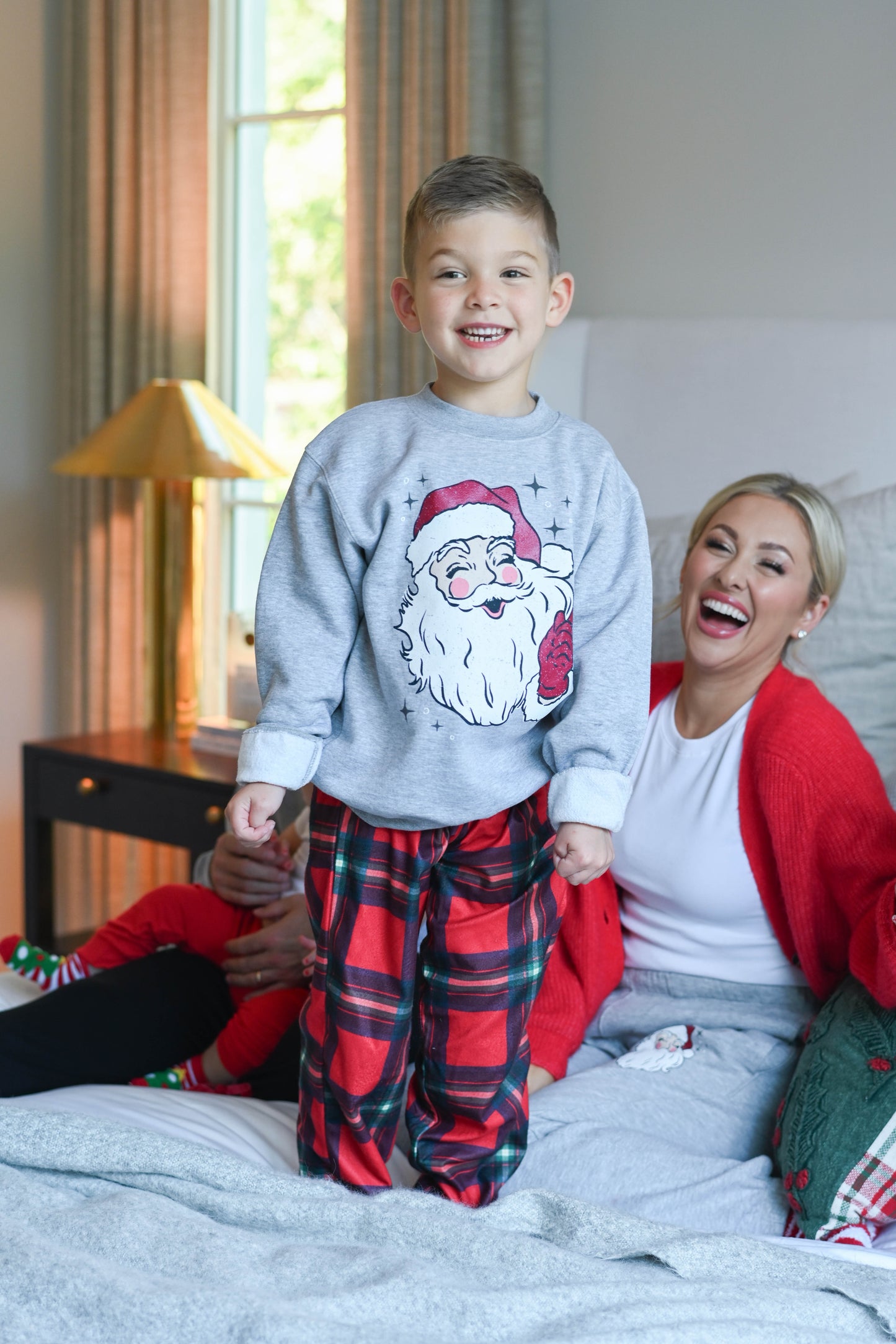 Kid's Classic Santa Sweatshirt in Heather Grey