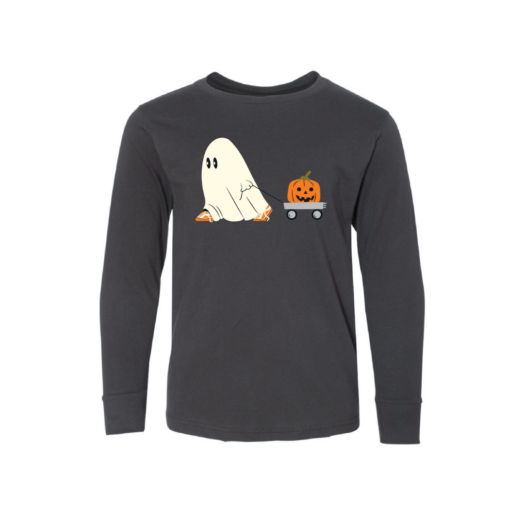 Kid's Glow-in-the-Dark Ghost Tee in Charcoal