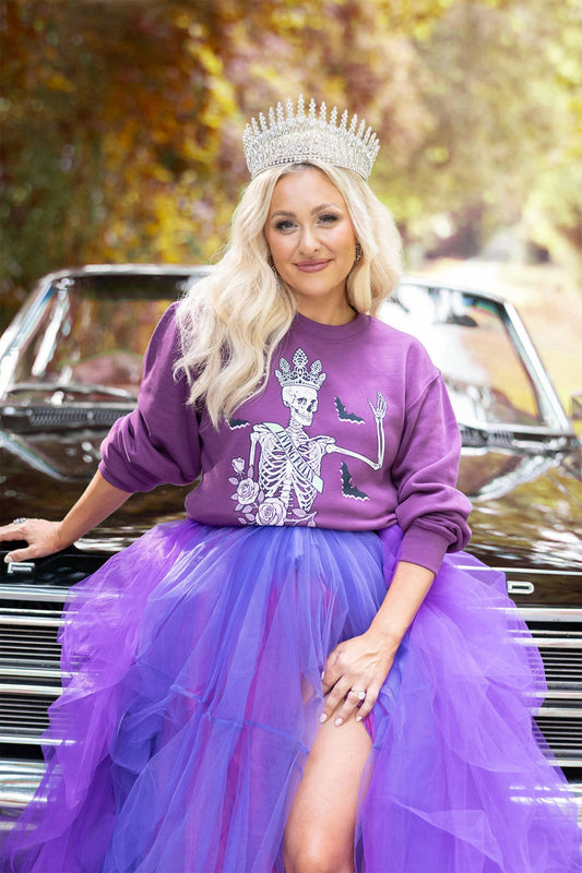 Queen of Halloween Sweatshirt in Plum
