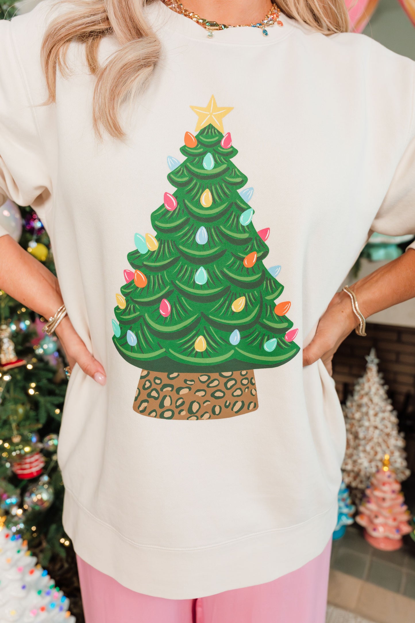 RESTOCK Preorder Mr. Christmas x Living Fully Co. Leopard Tree Sweatshirt & Ornament Bundle