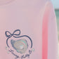 Pink sweatshirt with a Living Fully Co. logo and text on a light blue background.